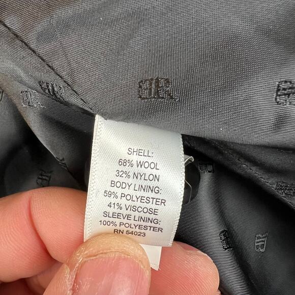 Banana Republic Buffalo Plaid Wool Peacoat Trench Coat Belt Jacket XS Red Black - Picture 8 of 10